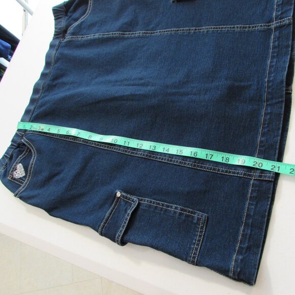 Quacker Factory Dreamjeannes Pull On Cargo Pocket Skort with Rhinestone Large - Picture 15 of 16